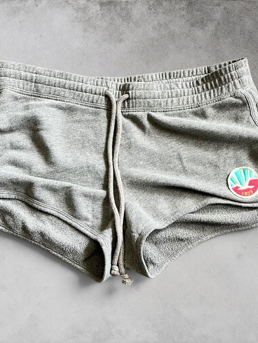Y2K Hollister Gray Micro Sweat Shorts Womens Medium 2000s Surf Core Bird patch